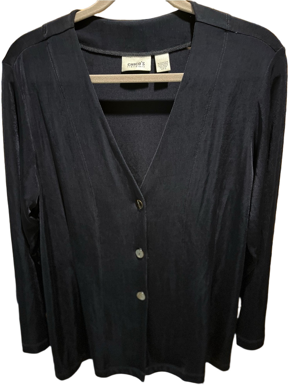 65. WOMENS CHICO’S TRAVELERS 2/L DETAIL TOP